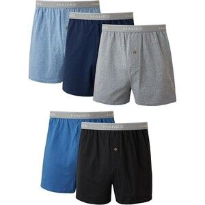 5-Pack Hanes Men's Underwear Boxers MEDIUM Comfortflex Exposed Waistbands Blue